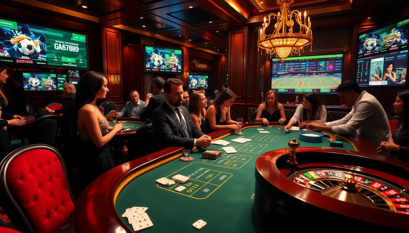 Gambling enthusiasts engage at a high-stakes table while using ga6789 for live betting.