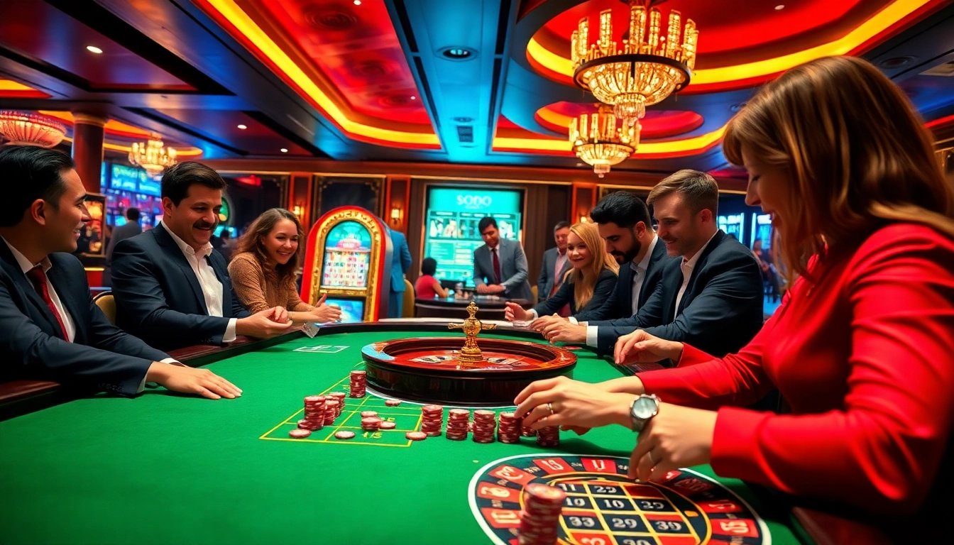 Exciting gameplay at SODO Casino featuring poker chips and a roulette table.