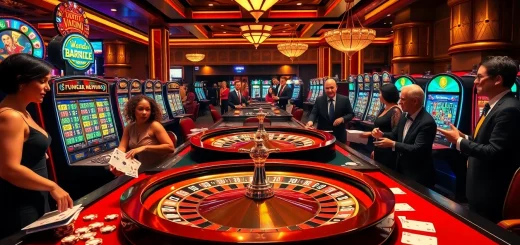 Gamblers placing bets at a vibrant casino, highlighting 555win's excitement and elegance.