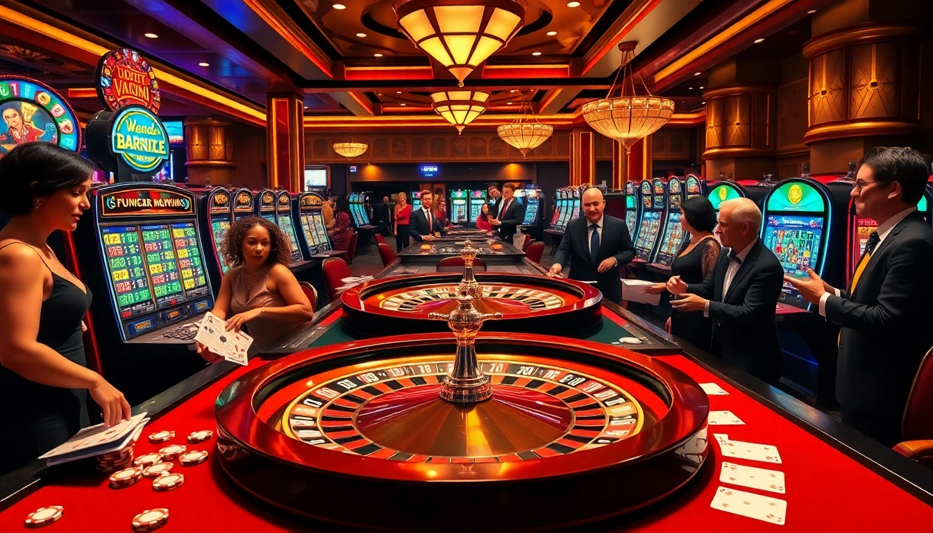 Gamblers placing bets at a vibrant casino, highlighting 555win's excitement and elegance.