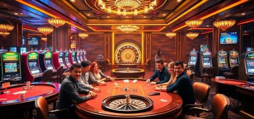 Engaged players enjoying poker at a vibrant casino scene inspired by 68win com.