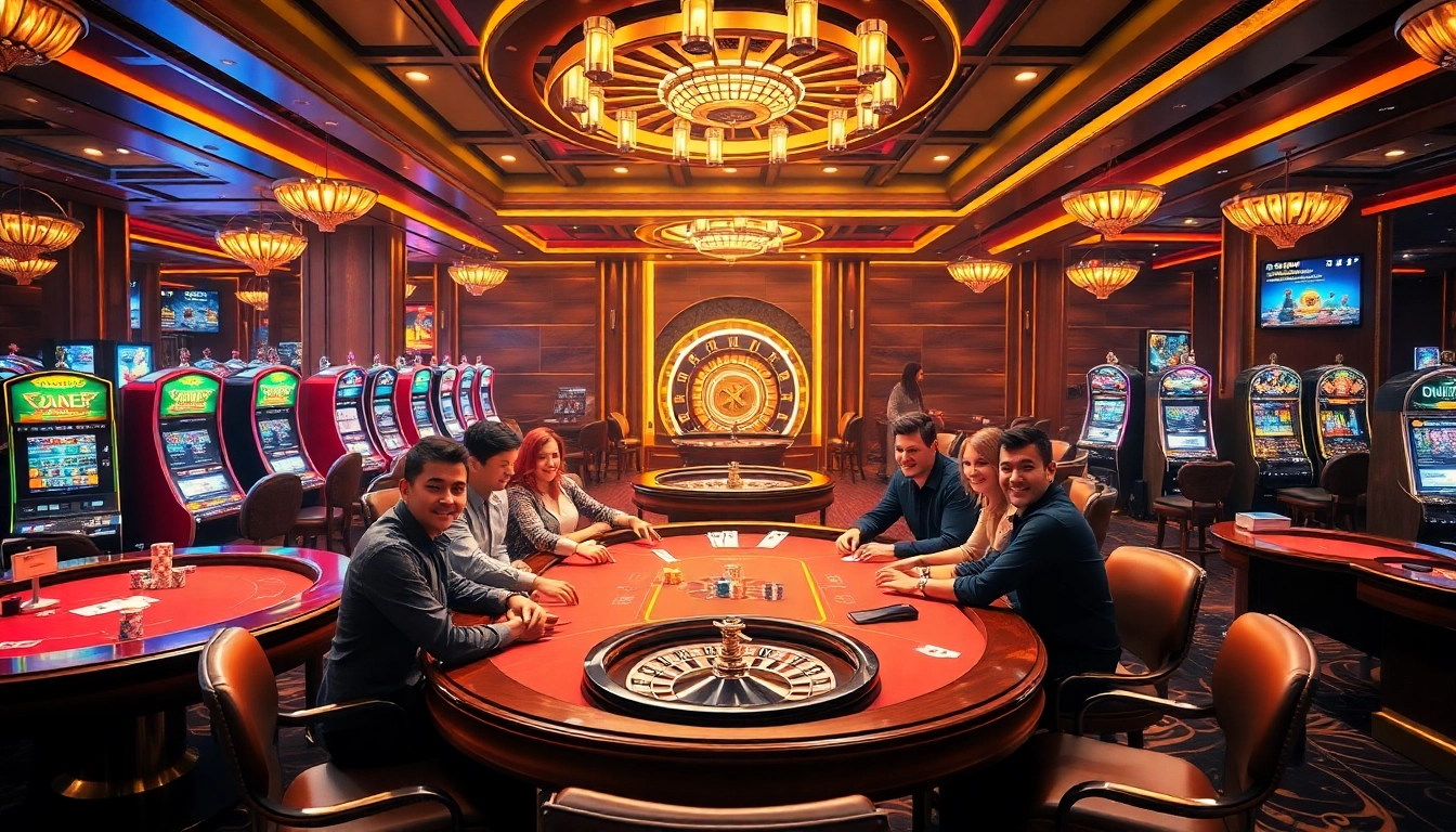 Engaged players enjoying poker at a vibrant casino scene inspired by 68win com.