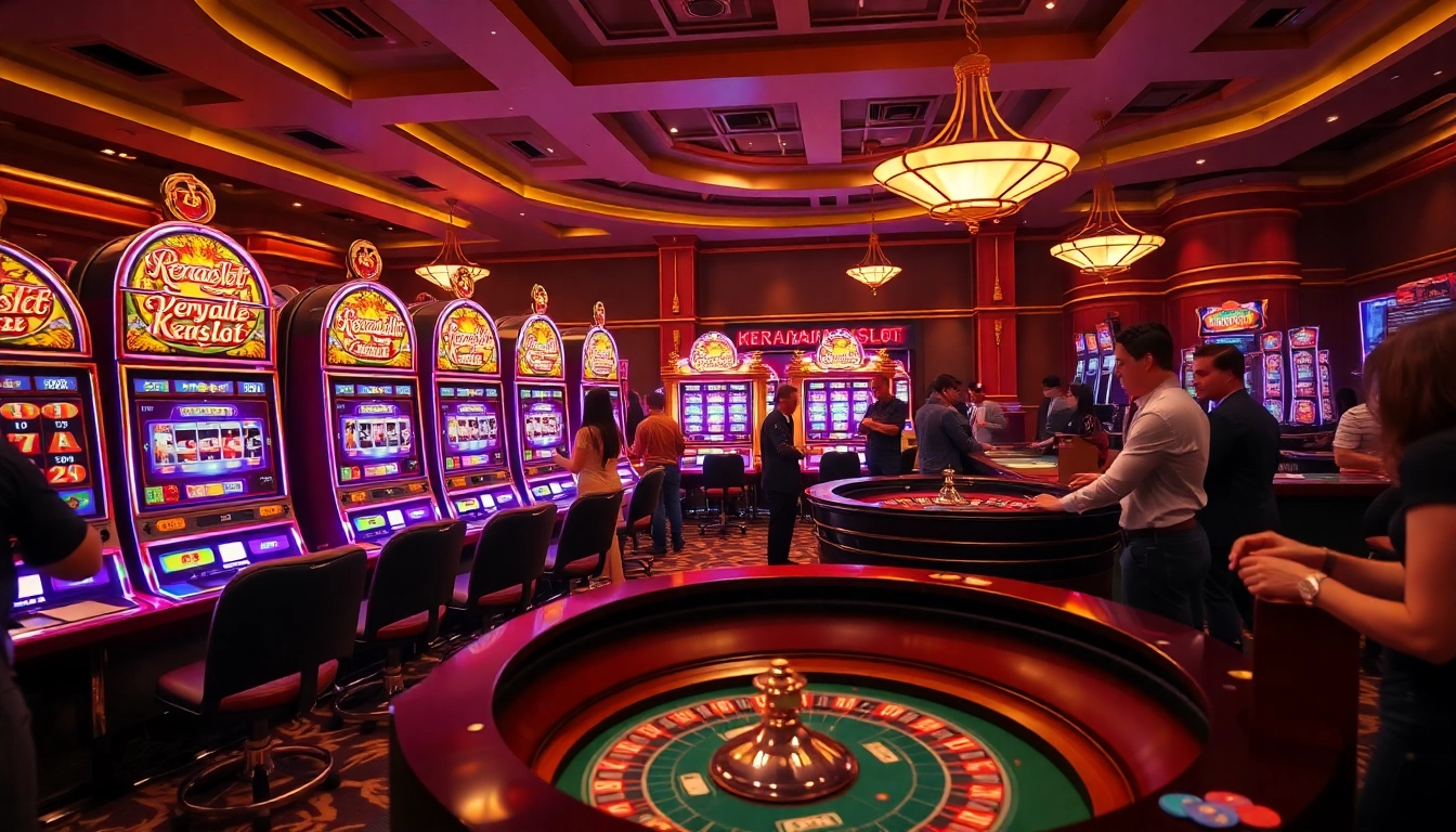 Experience the excitement of kerajaanslot gameplay with vibrant slot machines and roulette action.