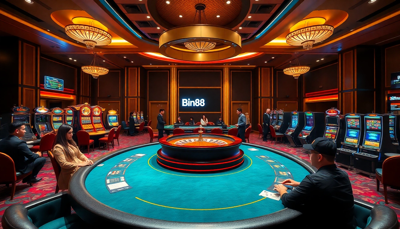 Experience luxury and excitement at Bin88 casino with vibrant poker and slot game action.