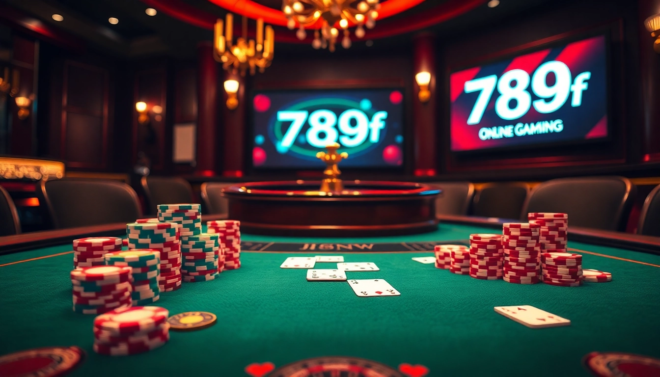 Experience high-stakes excitement with 789f poker chips and cards in a luxury casino.