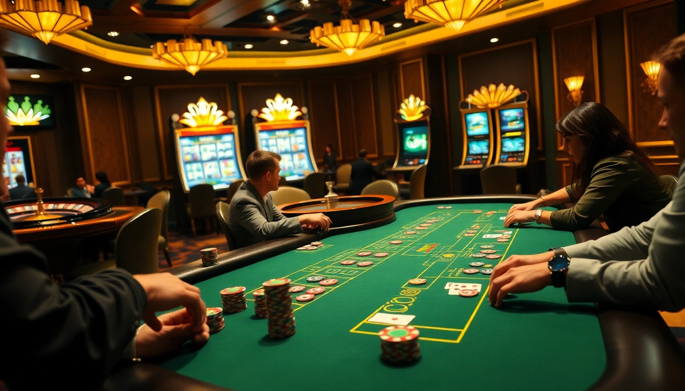 Crown88 showcases a thrilling casino atmosphere with poker tables, cards, and roulette wheels.
