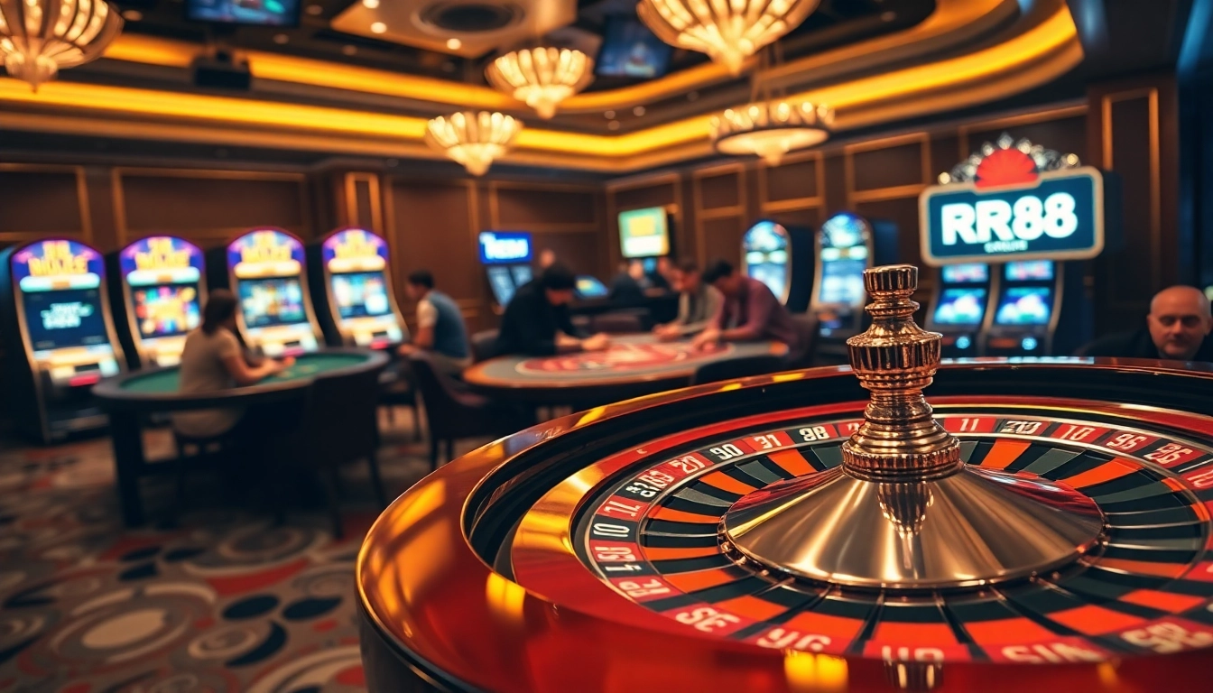 Players enjoying a thrilling roulette game at RR88's luxurious casino.