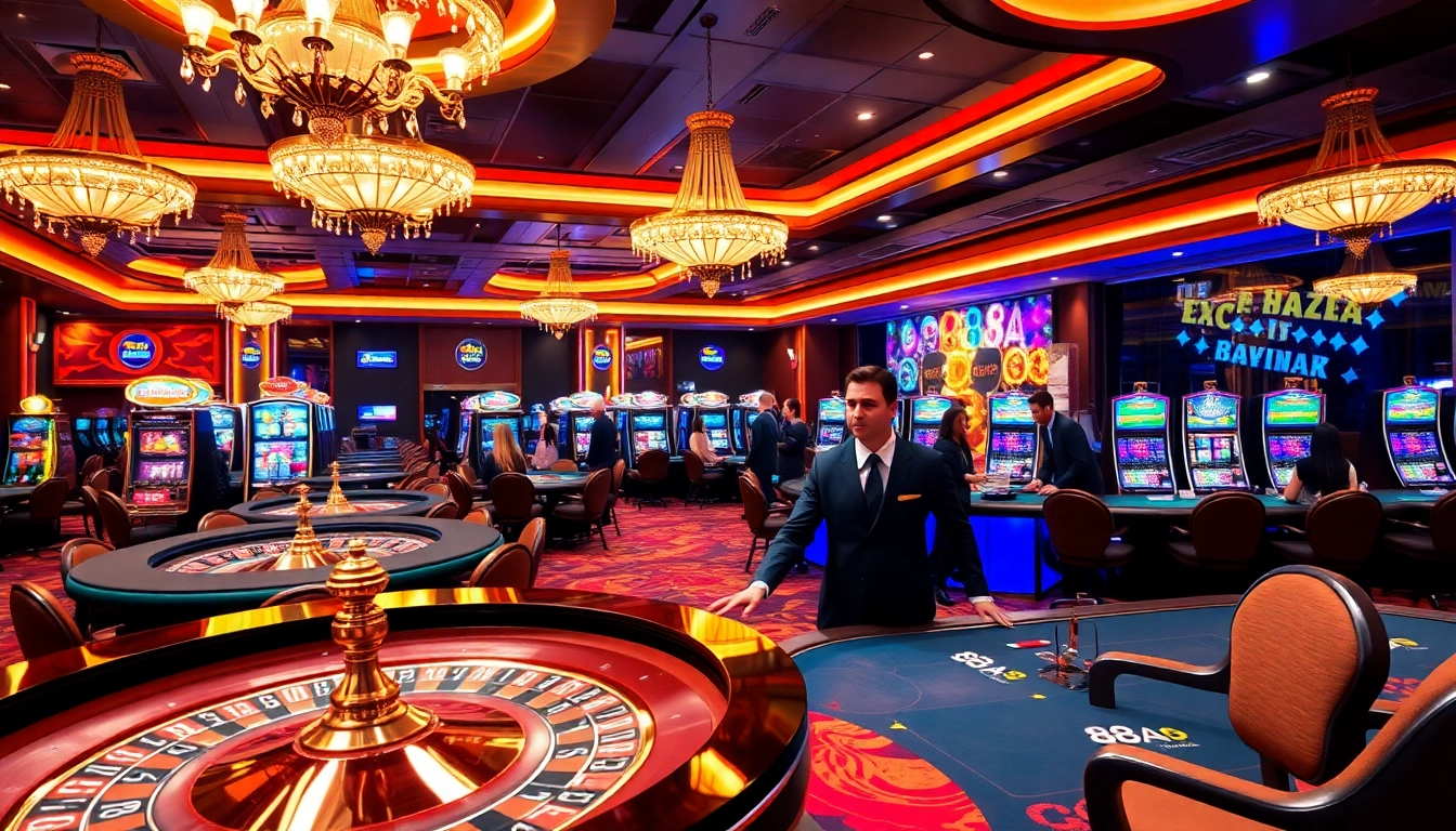 Experience the vibrant gaming action at 88aa's luxurious casino floor.