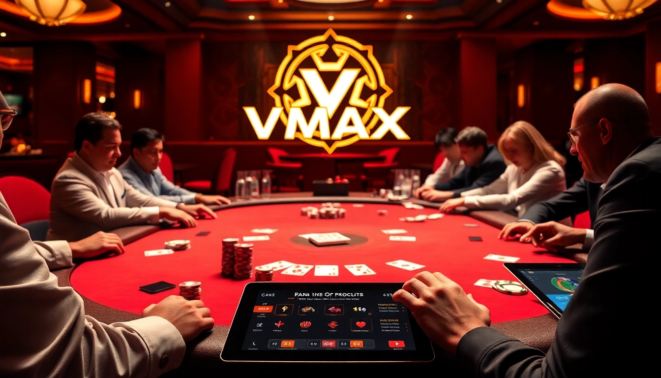 Experience the thrill of VMAX poker with luxurious casino ambiance and high-stakes players.