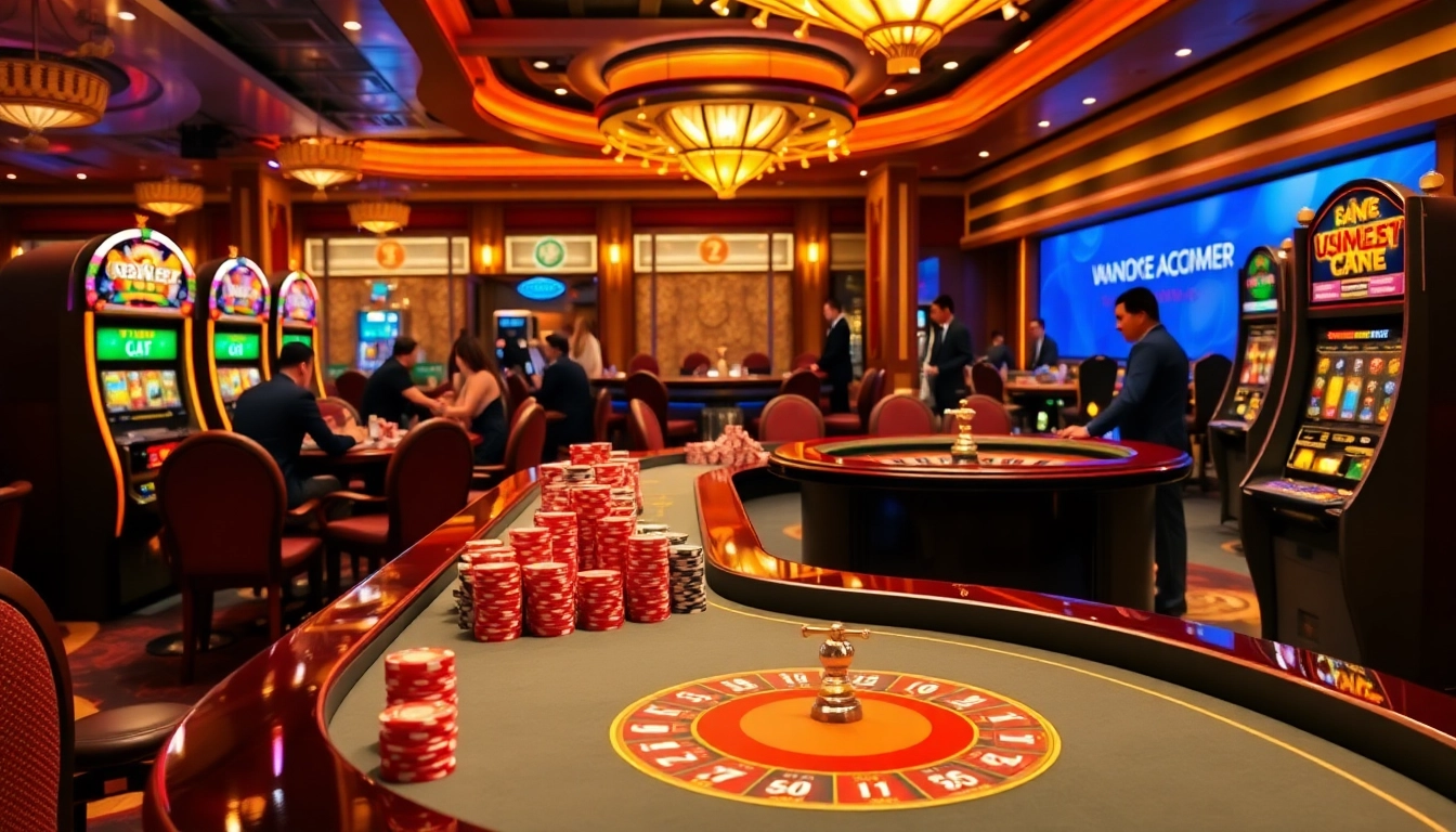 Experience the excitement of jun88 trang chủ with vibrant casino scenes showcasing professional gaming and thrilling action.