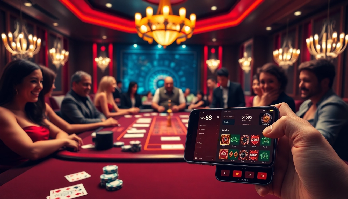 Gambling at New88 Casino with vibrant poker table and modern gaming interface.