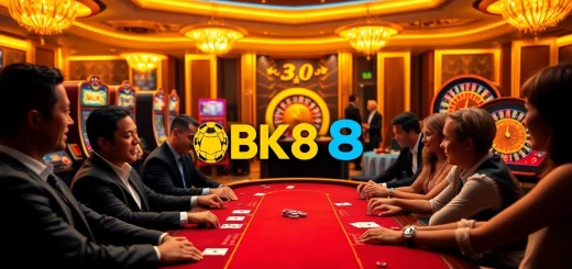 Engaging players enjoying thrilling BK8 casino games at a luxurious gaming table.