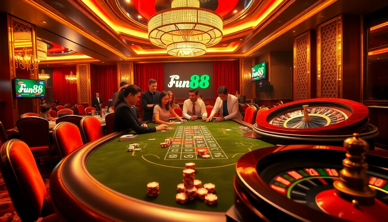 Experience thrilling gameplay at Fun88 with exciting casino tables and vibrant atmosphere.