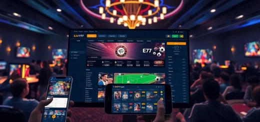 EA77 online gaming platform interface displaying vibrant betting options and live casino atmosphere.