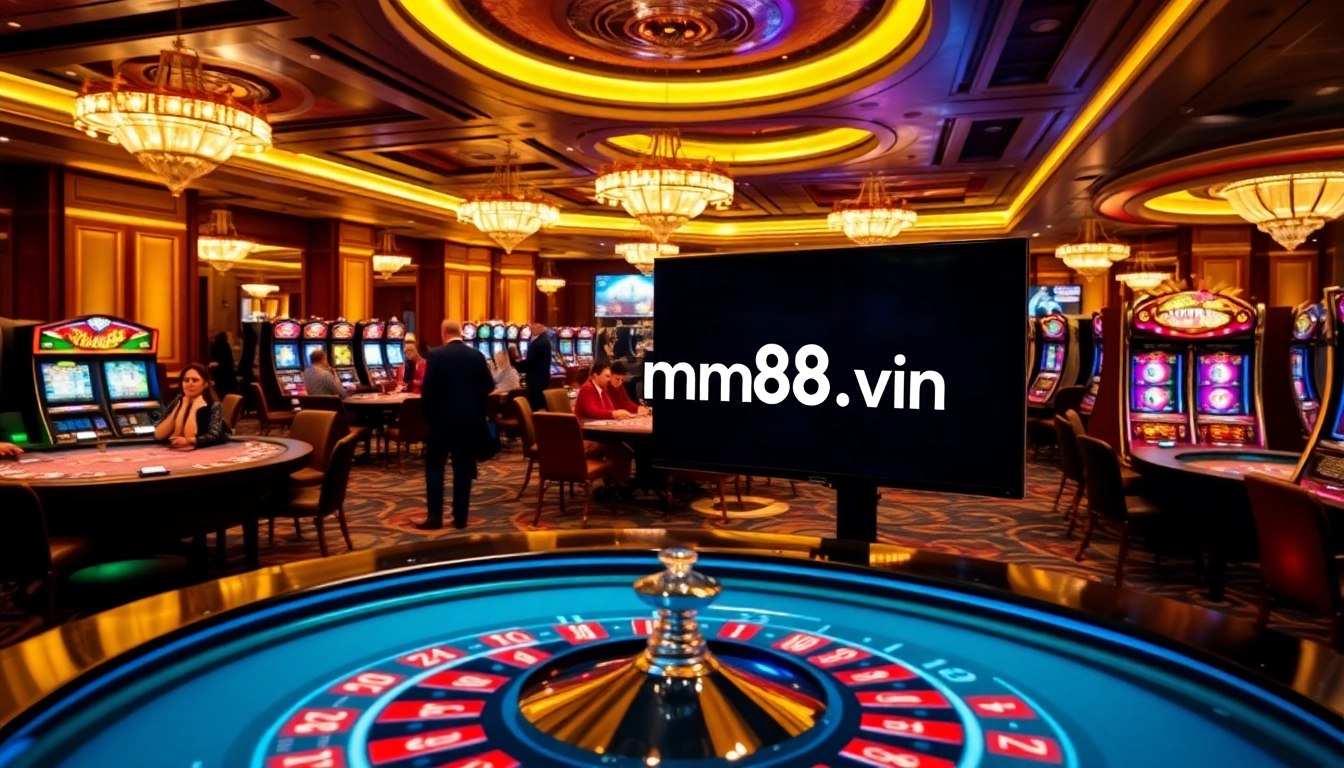 Players enjoying high-stakes games at MM88, showcasing excitement and luxury in gambling.