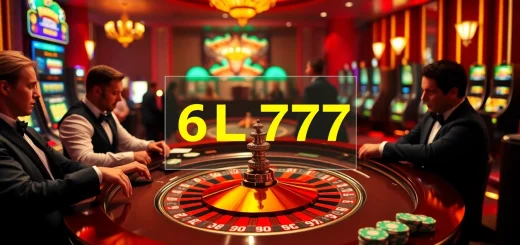 Gambling enthusiasts enjoy the thrill of 6L777 at a roulette table in a luxurious casino.