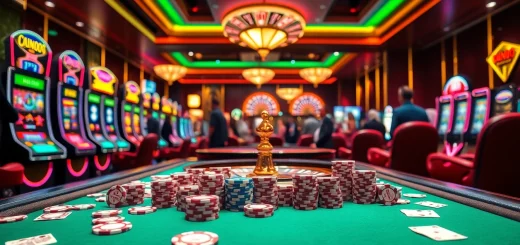 Experience the thrill of mk8 gambling at a luxurious casino table with vibrant poker chips and a roulette wheel.