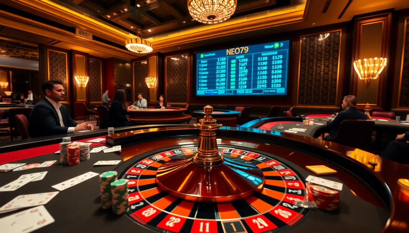 Experience the thrill of NEO79 with vibrant casino tables and engaging players.