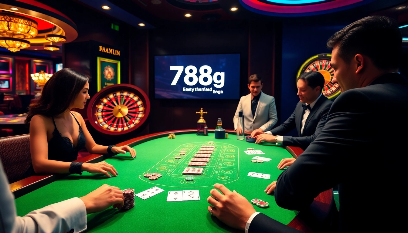 Jugadores disfrutando de un emocionante juego de blackjack en el casino 789g, que muestra el ambiente vibrante.