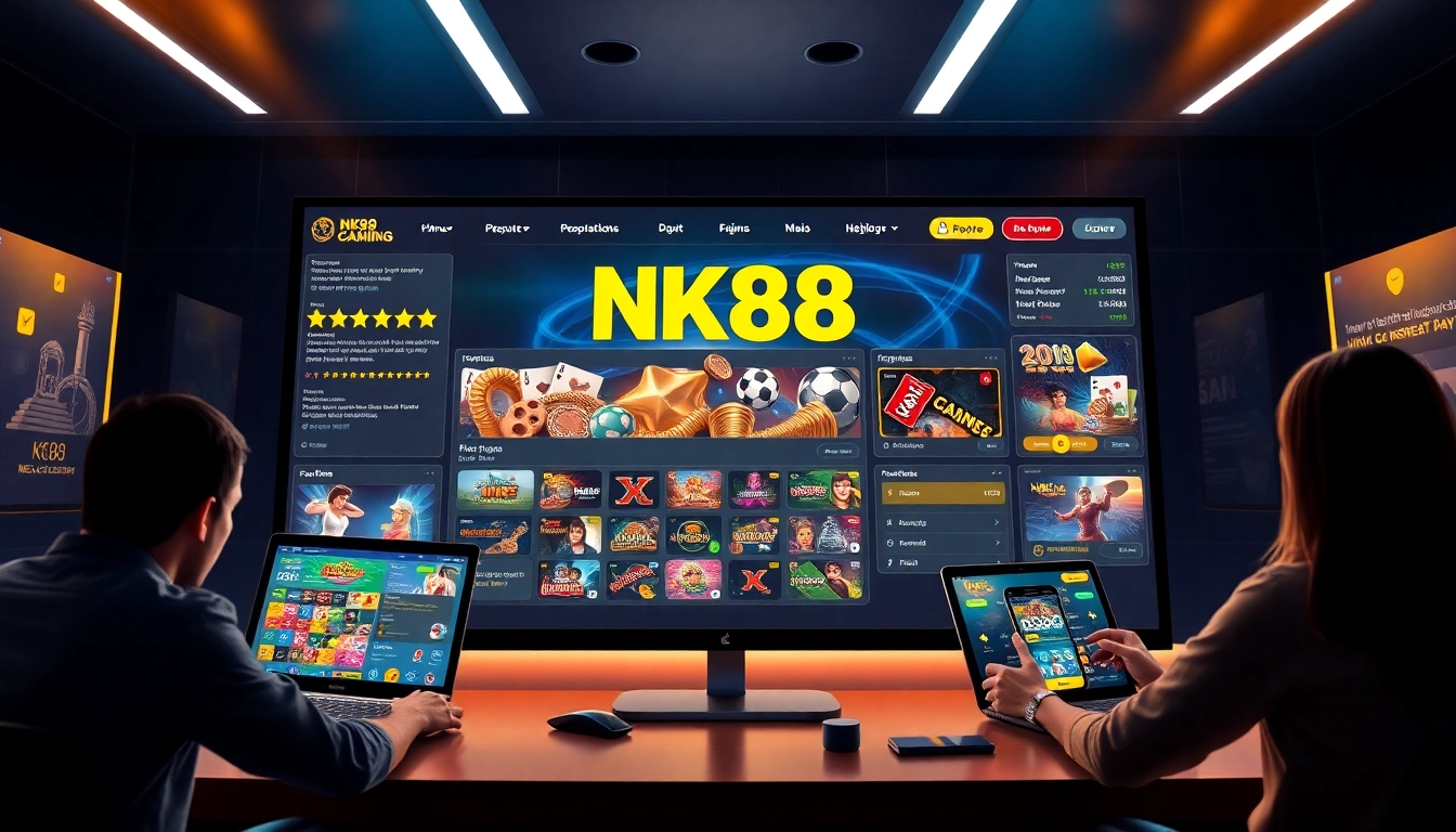 NK88 online gambling platform interface showcasing games and user engagement