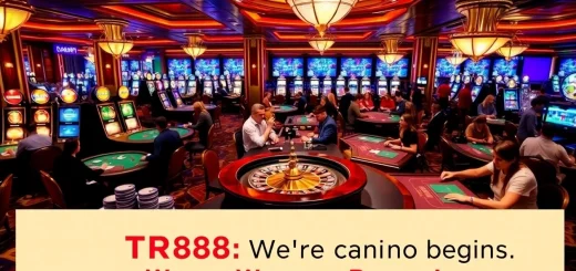 Experience the excitement of TR88 as players engage at casino tables with vibrant decorations.