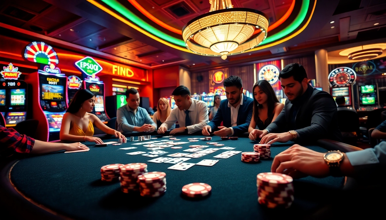 Engaging players at a luxurious casino table highlighting pg88 gaming features and excitement.
