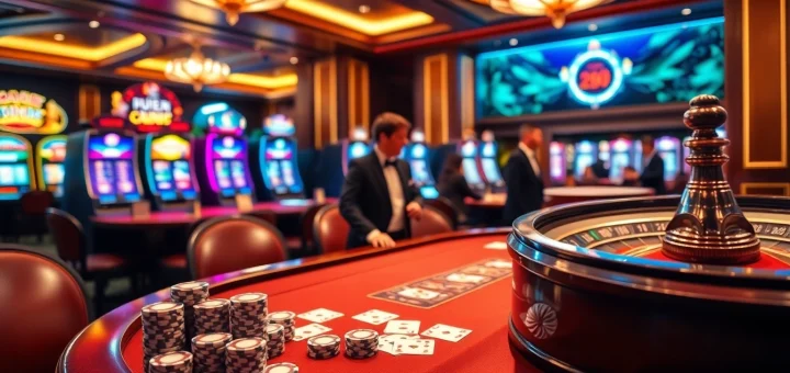 Engaging gameplay at Pahala4D featuring vibrant slot machines and poker action.