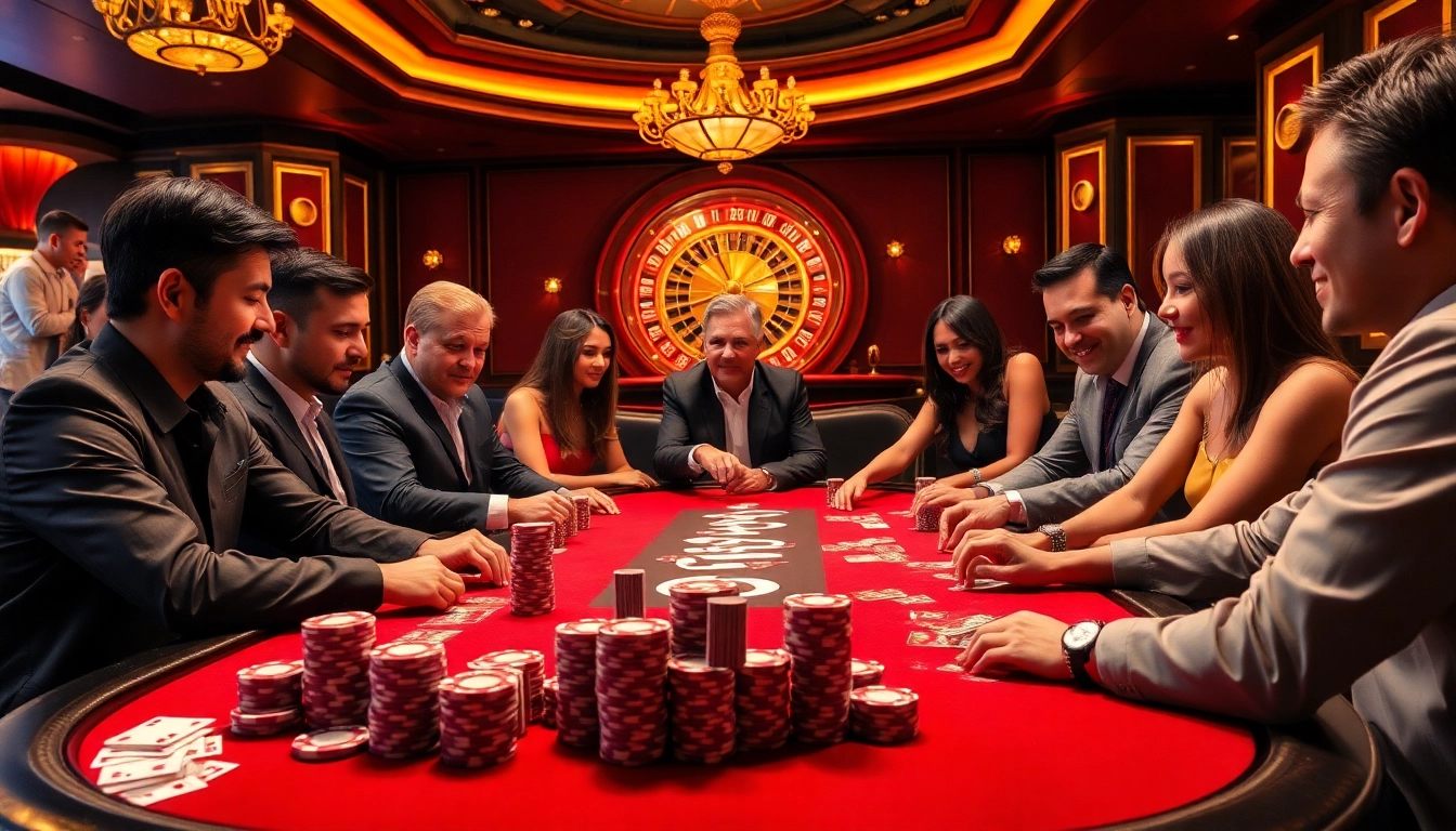 Players at a high-stakes poker table enjoying 789win com's luxurious gaming experience.