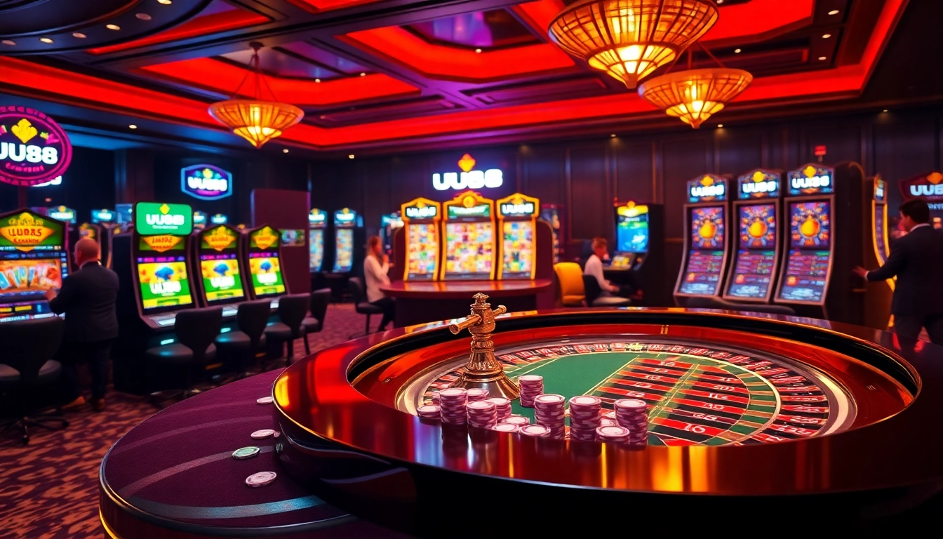 Experience thrilling gameplay at uu88 with vibrant casino tables and engaging slot machines.
