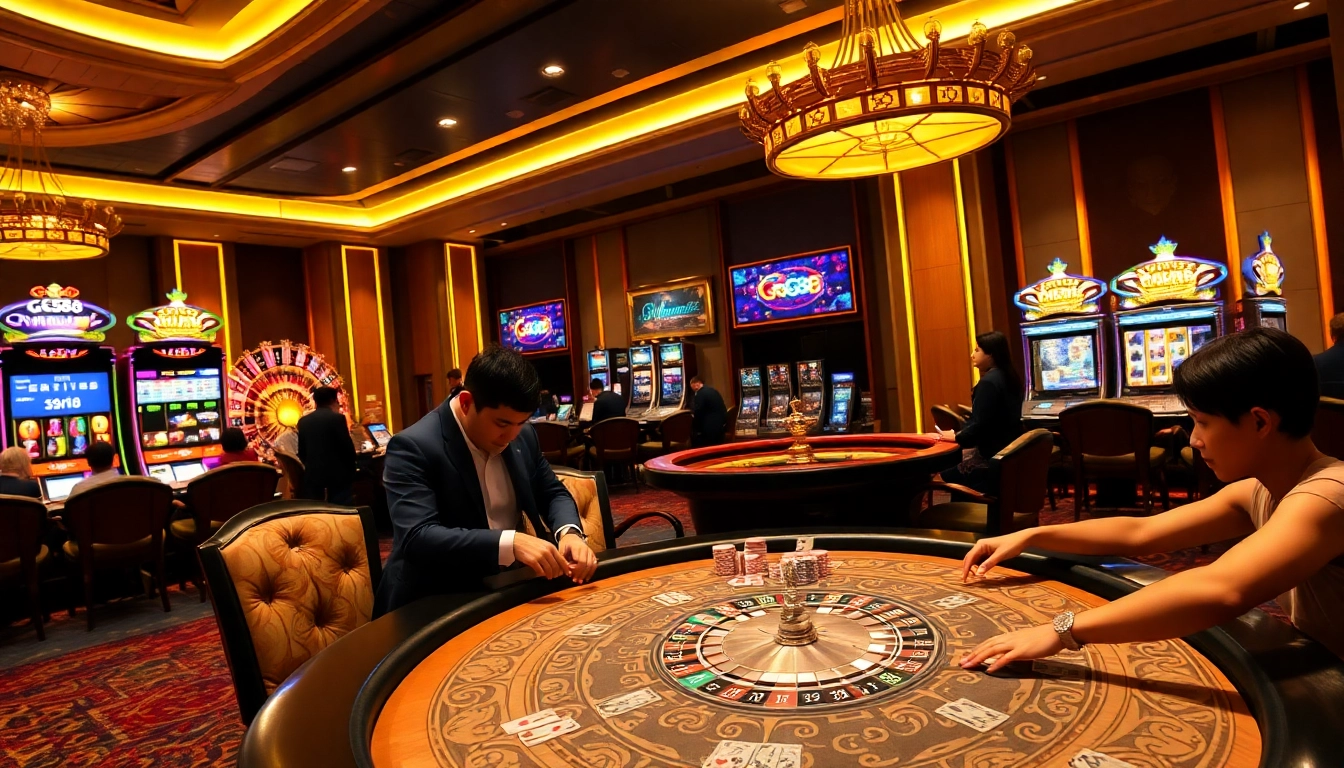 Experience thrilling gameplay at GG88 with luxurious casino tables and poker chips.