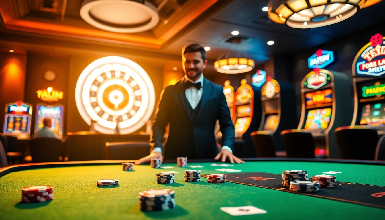 Engaging poker action at HAYWIN casino table with vibrant chips and cards.
