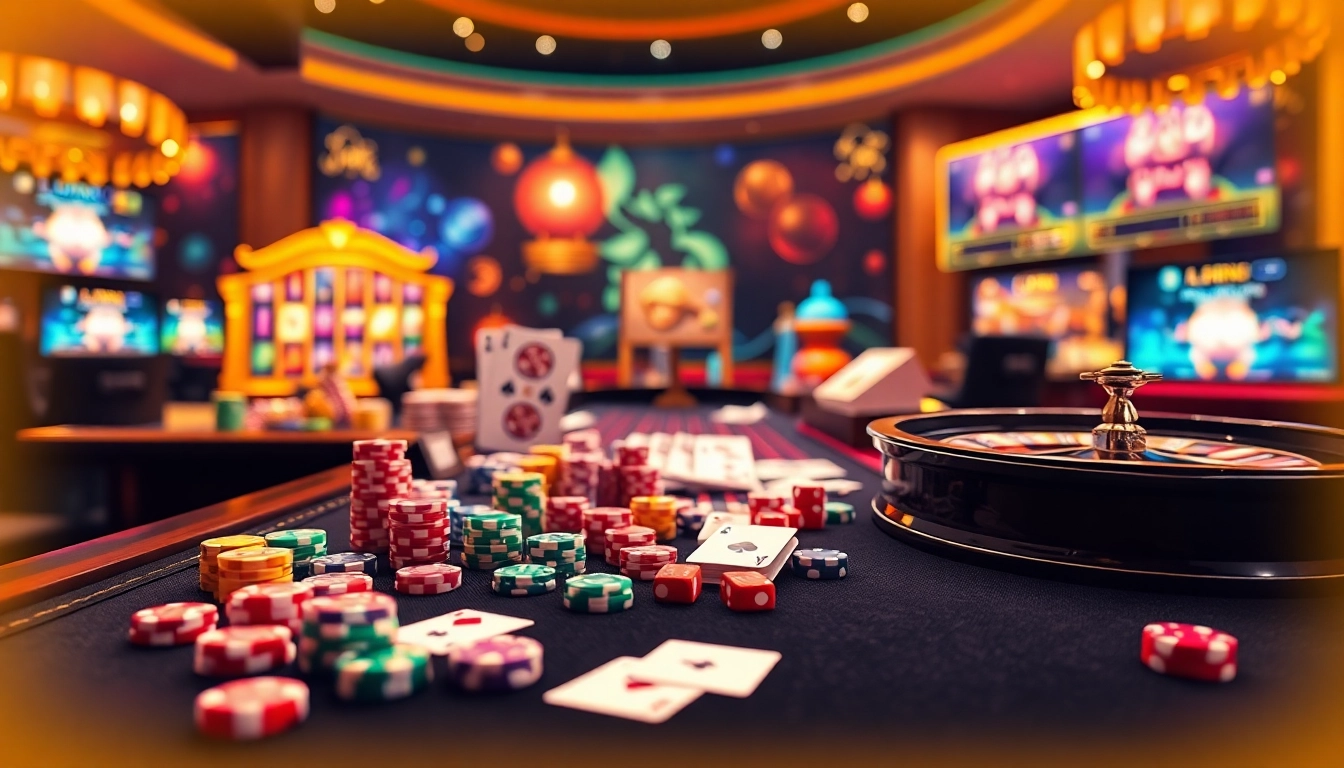 Experience premium online gaming at nohu900.in.net with engaging casino table visuals and vibrant poker chips.