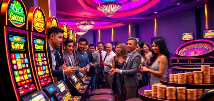 Experience the excitement of slot gacor with eager players at vibrant casino machines.