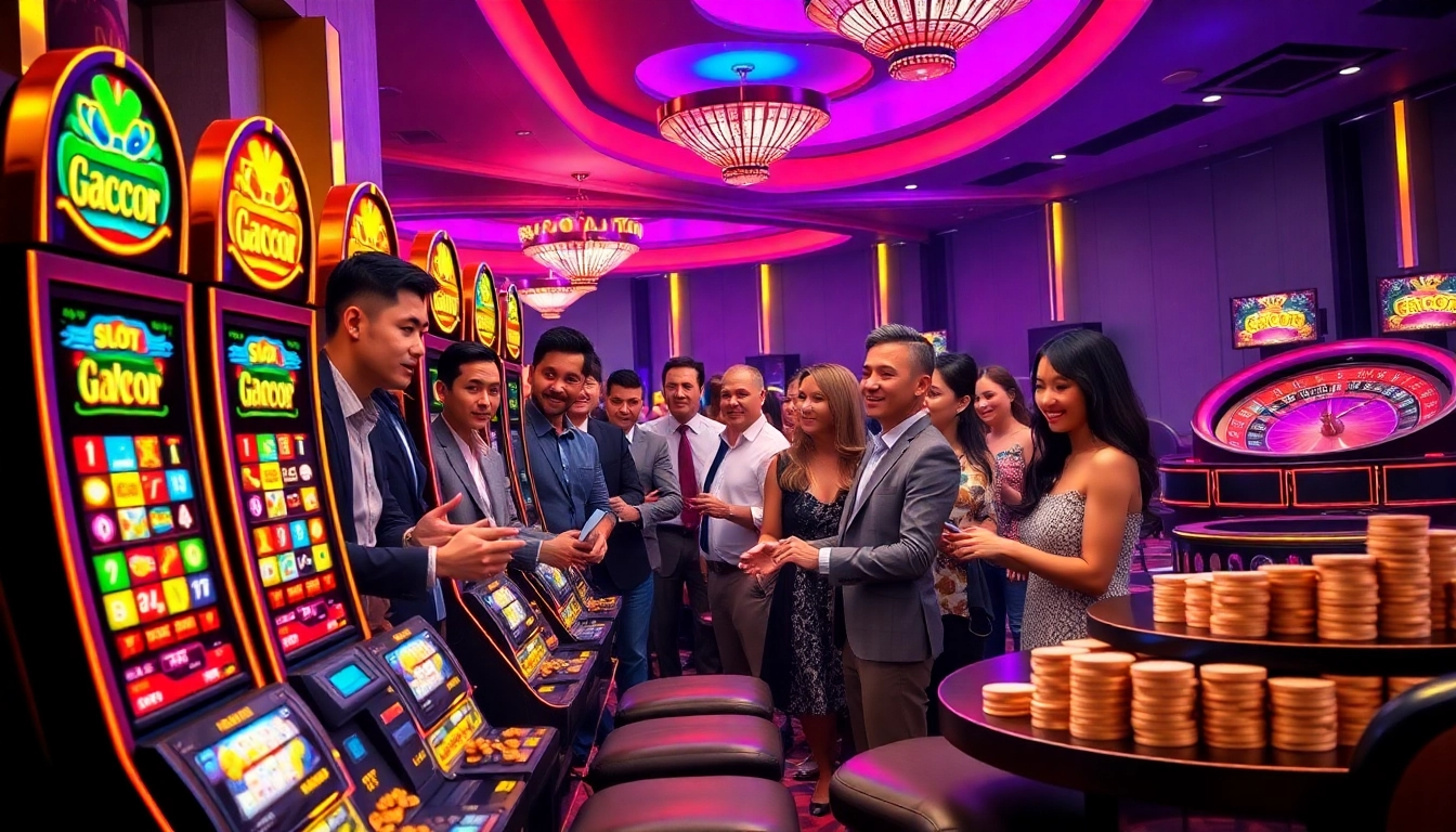 Experience the excitement of slot gacor with eager players at vibrant casino machines.