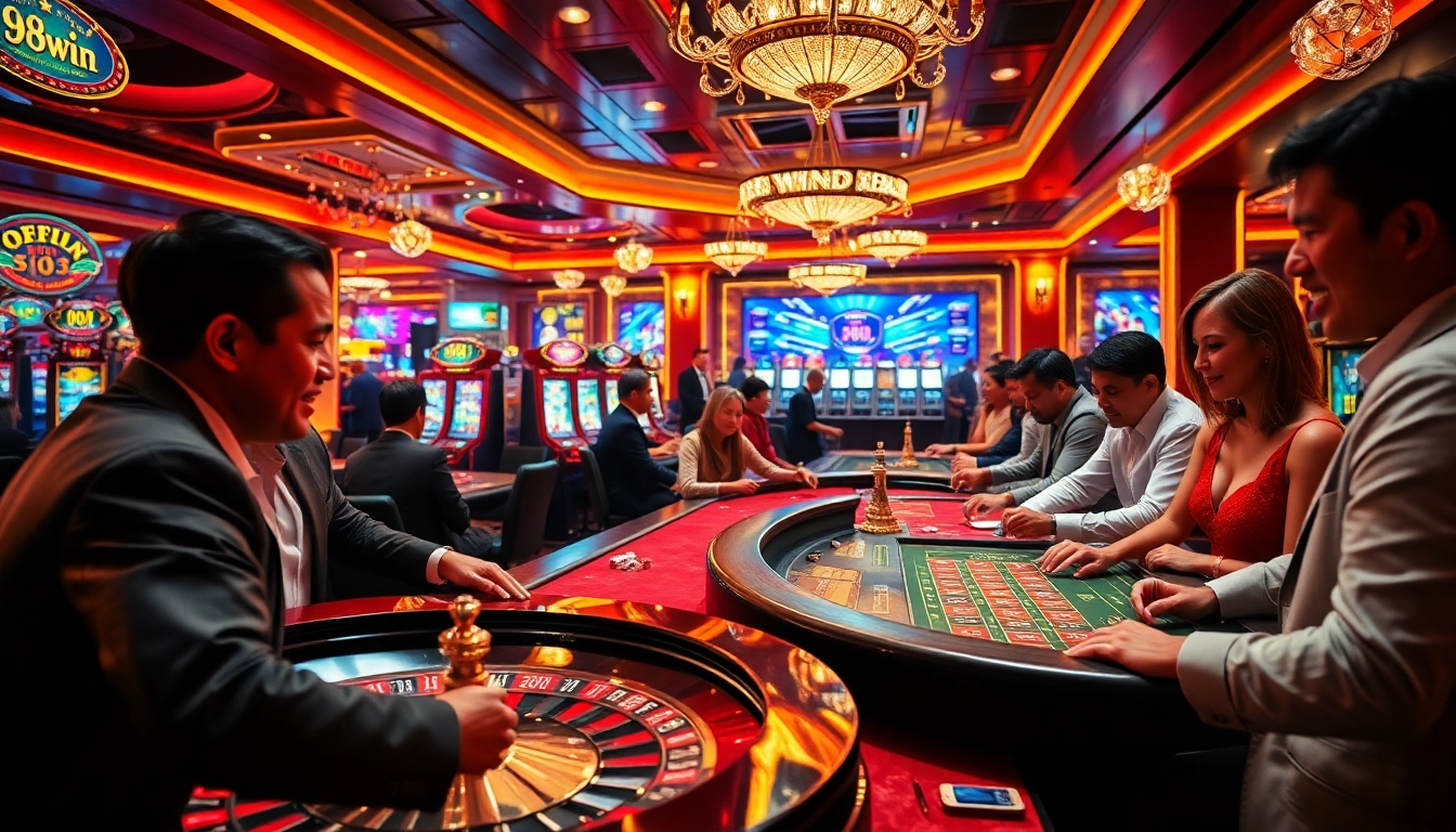 Players enjoying games at 98win casino, highlighting excitement and sophistication.