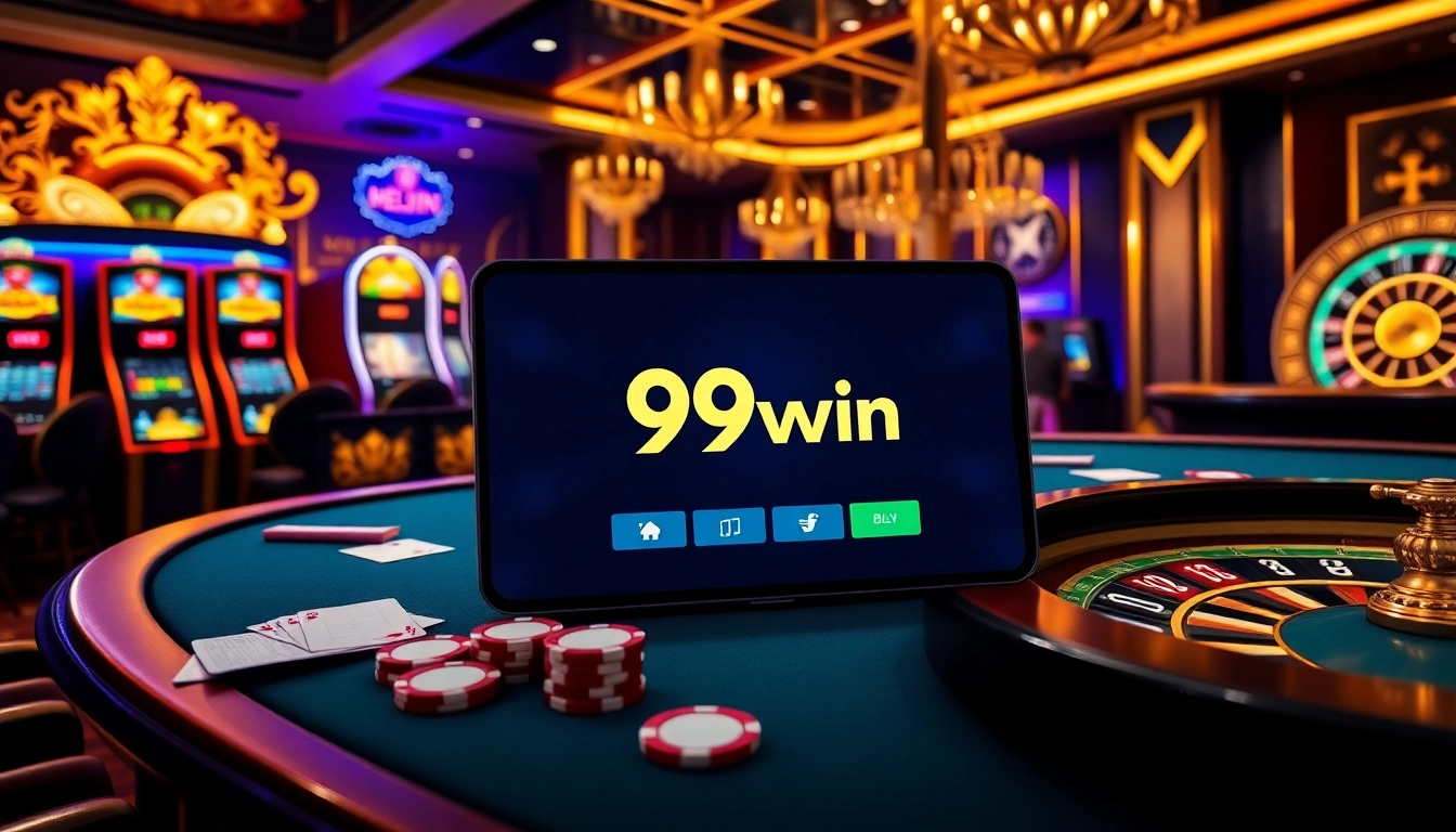 Engaging players experiencing the thrill of 99win at a luxurious online casino.
