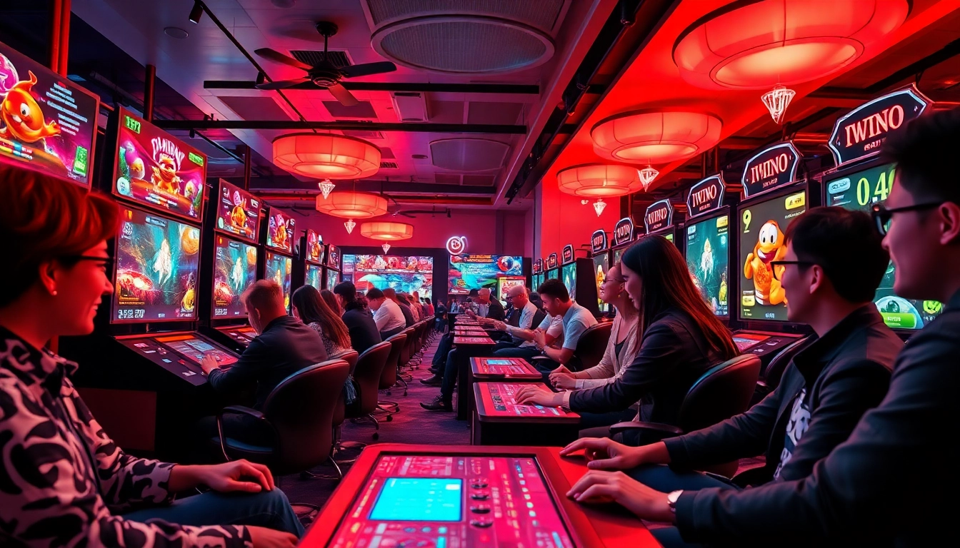 Exciting online gaming scene at iwin net showcasing diverse players enjoying casino and sports betting games.