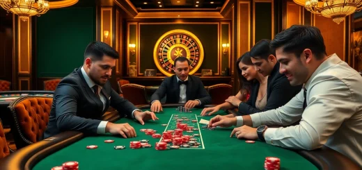 Engage in high-stakes gaming action at trang chủ mmoo with an elegant poker table surrounded by focused players.