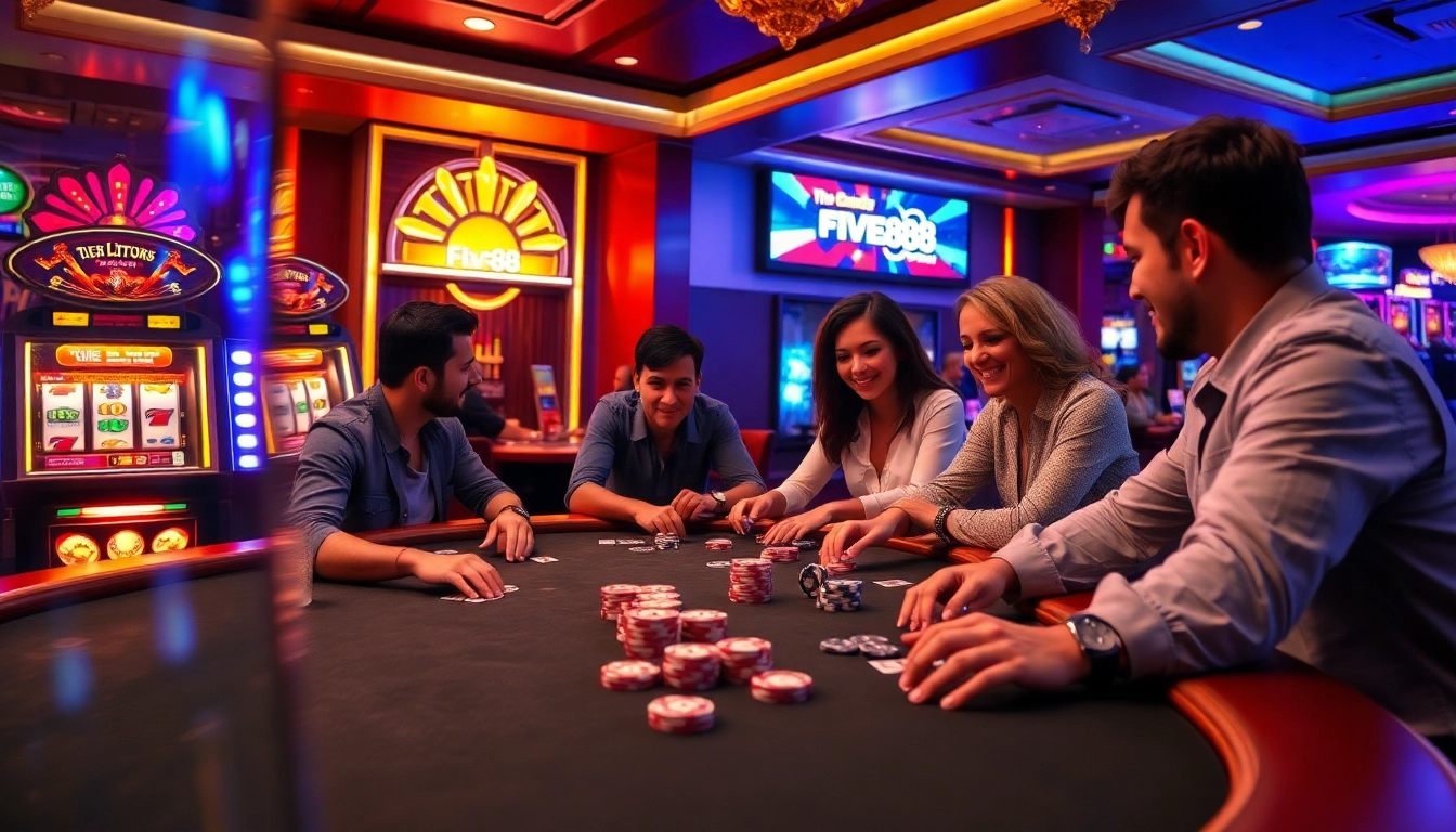 Join the excitement of the five88 link with thrilling poker action and vibrant casino elements.
