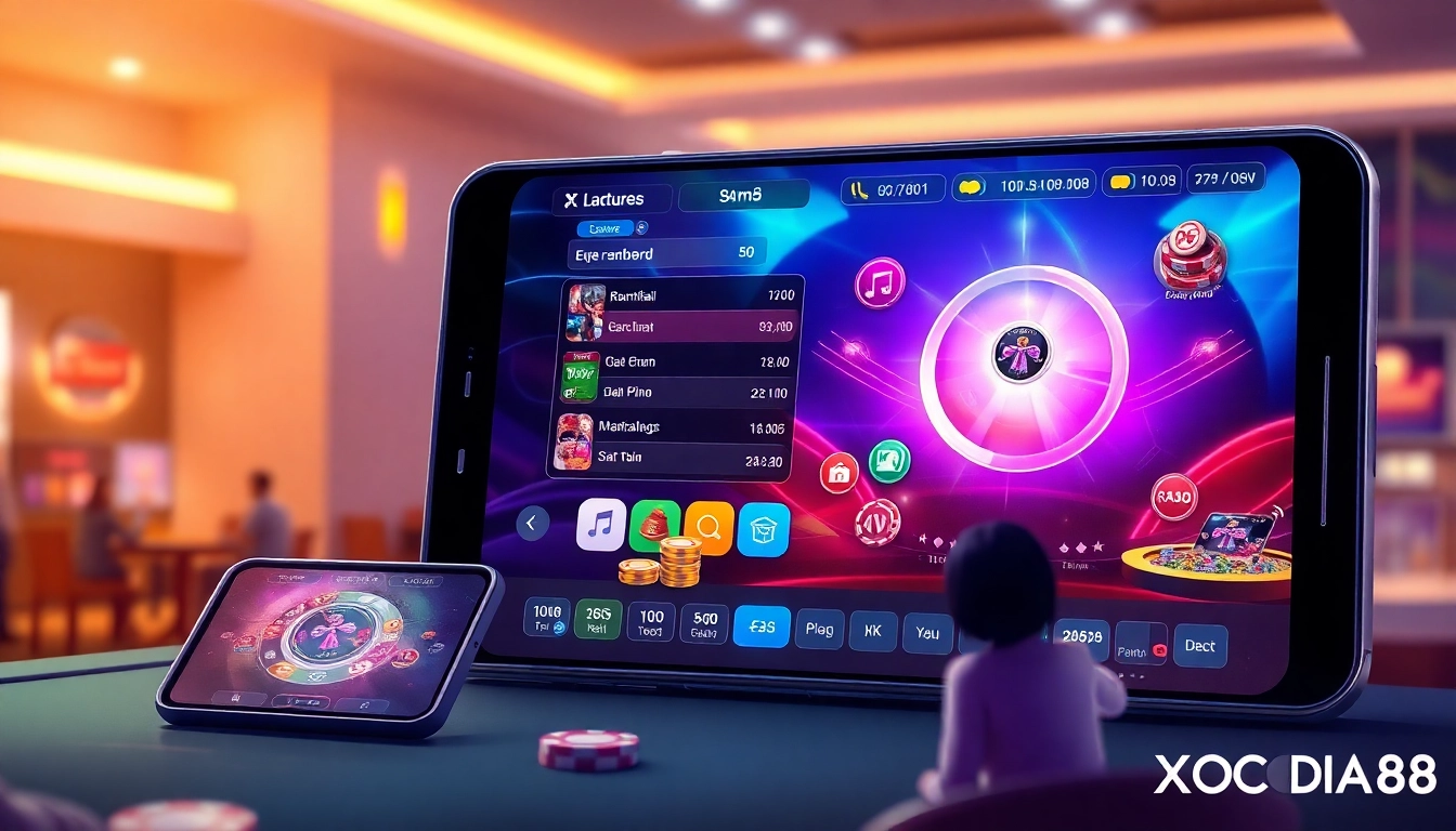 Exciting XOCDIA88 online gaming interface with vibrant xóc đĩa gameplay.