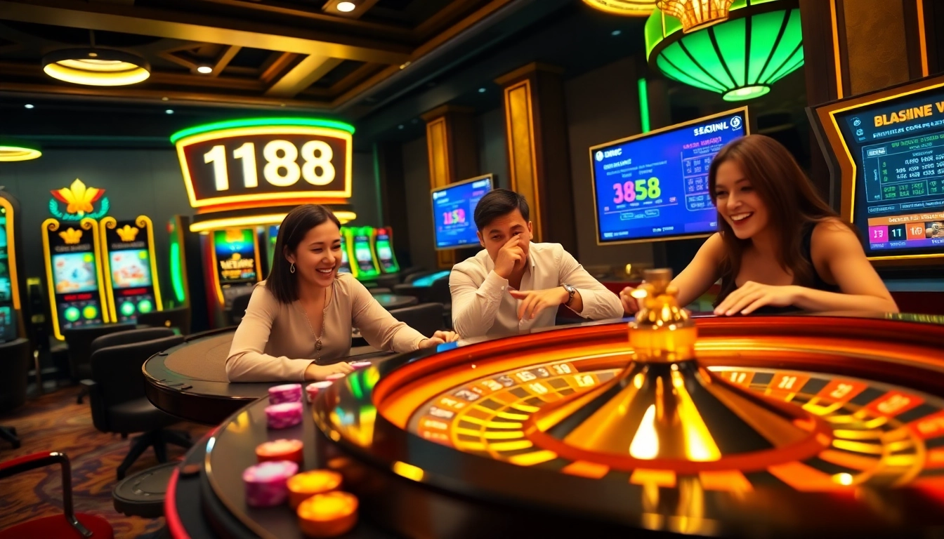 Engaged players explore Luxury138's innovative online gambling options at a vibrant casino interface.