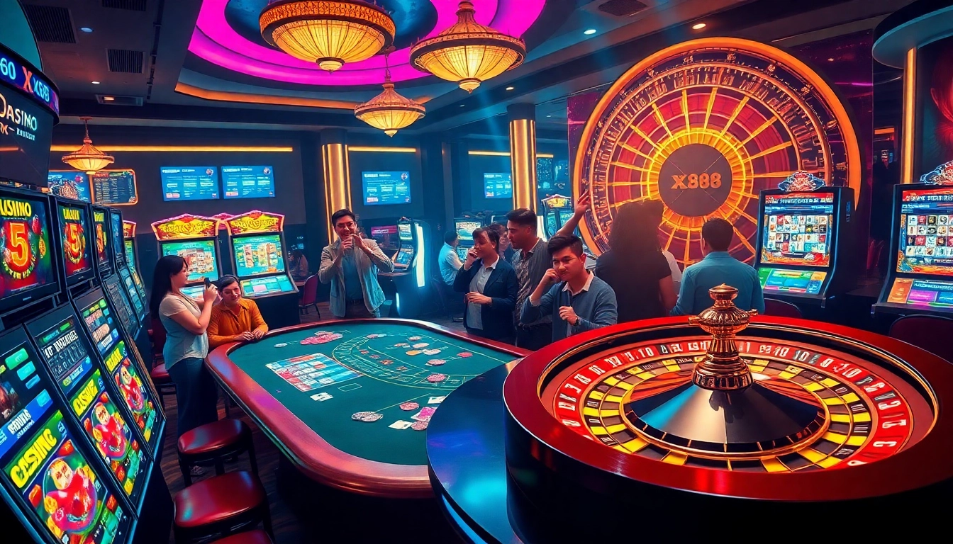 Experience the thrilling atmosphere of XX88 with vibrant gaming and poker action.