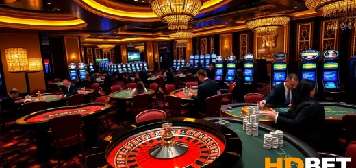 Experience the excitement of HDBET with engaging casino scenes and vibrant gambling activities.