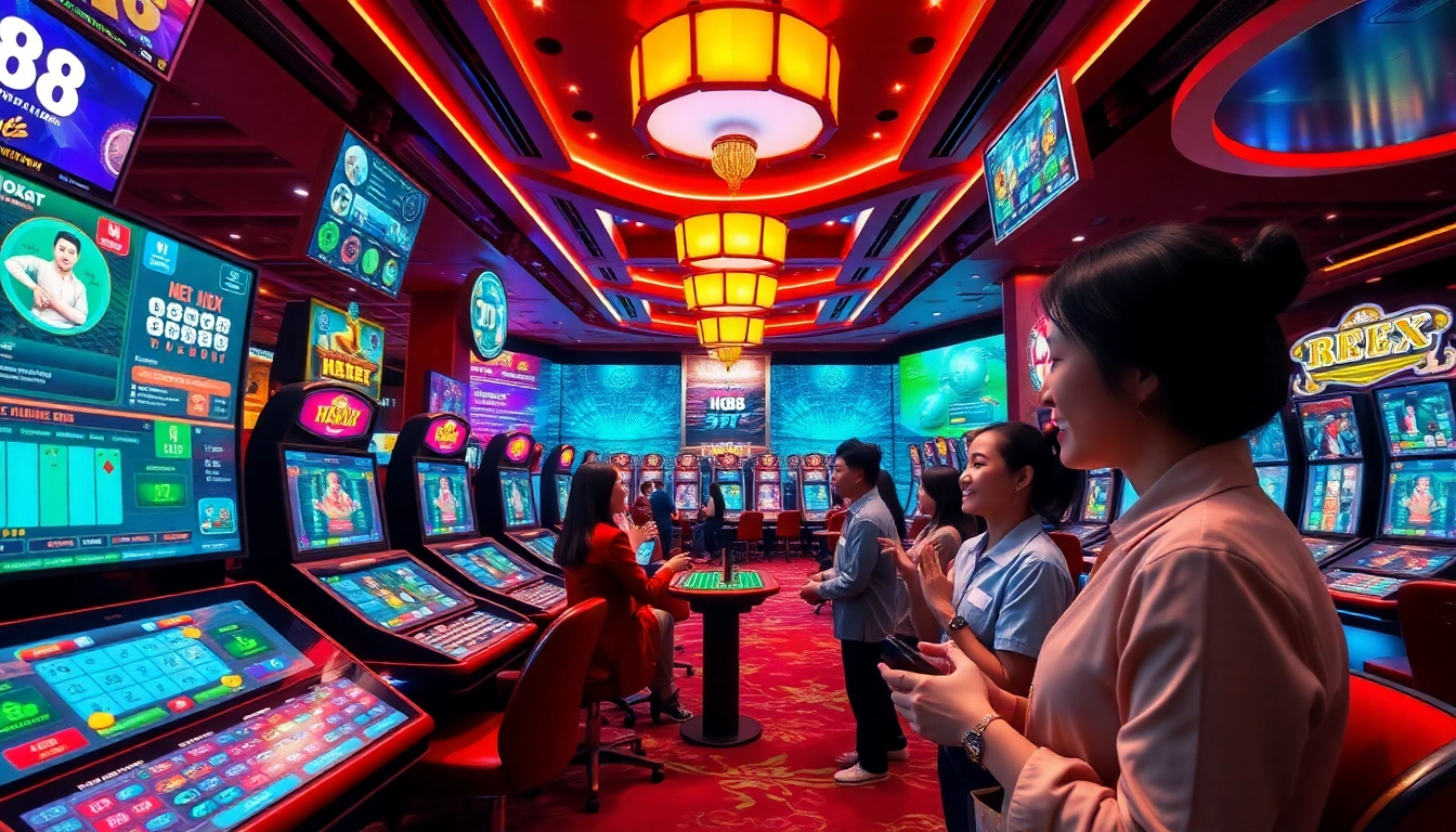 Exciting gaming scene showcasing Ho88 casino with vibrant colors and engaging players.