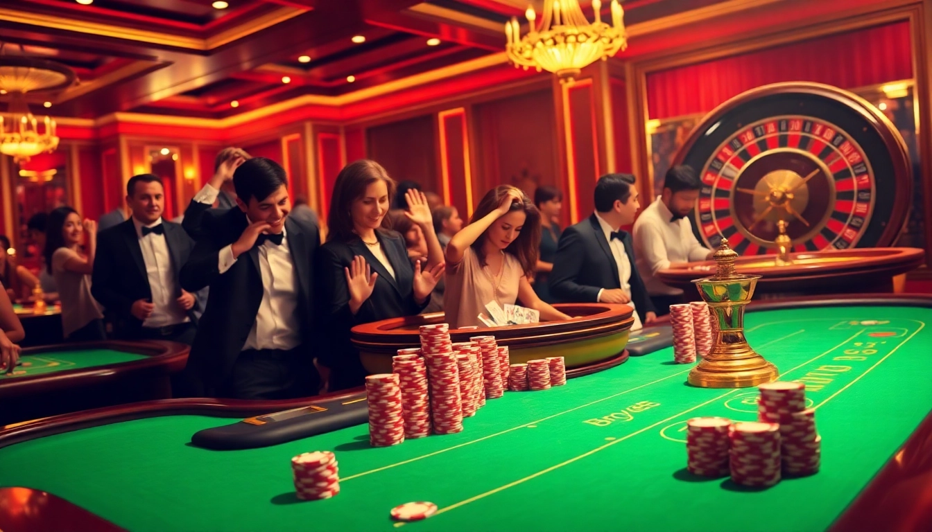 Players enjoying an exciting game at bro138 casino, celebrating wins and strategic gameplay.