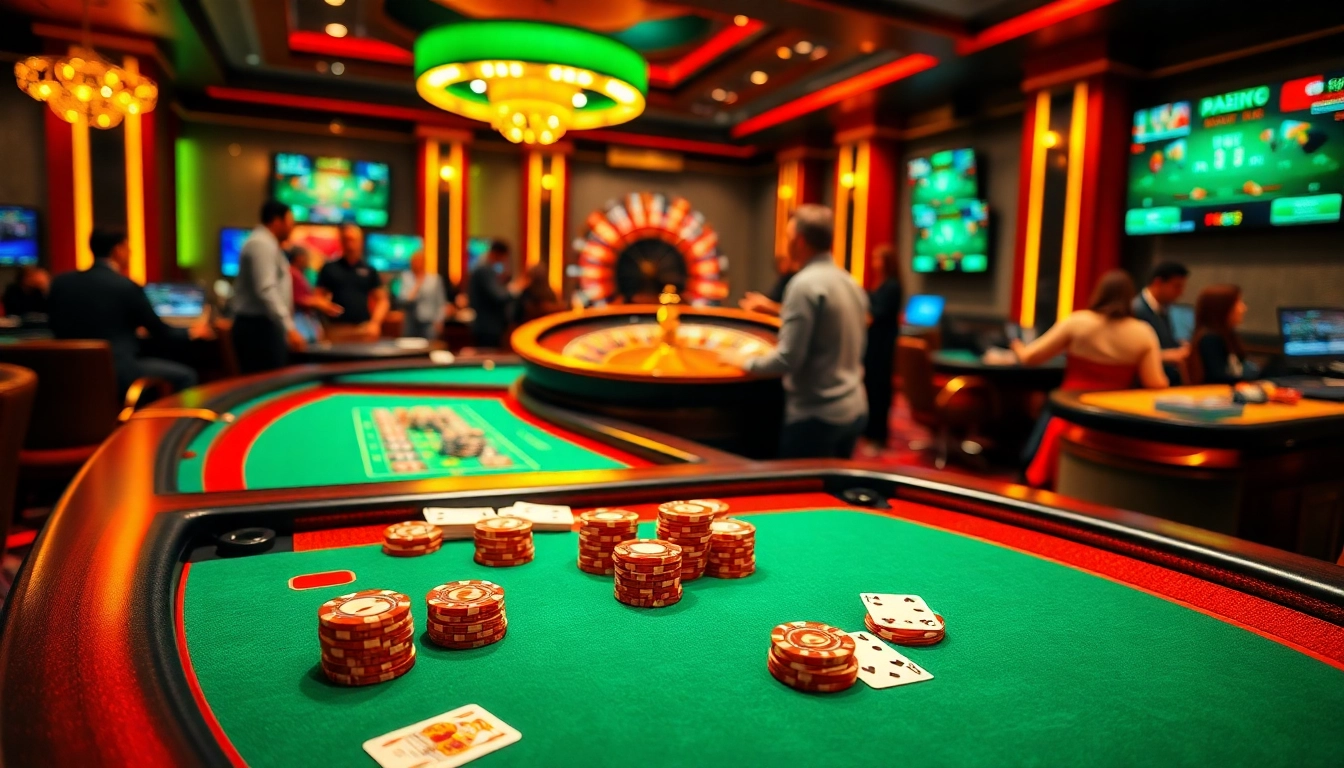 Excited gamblers placing bets at PG88 casino tables, showcasing luxury and gambling action.