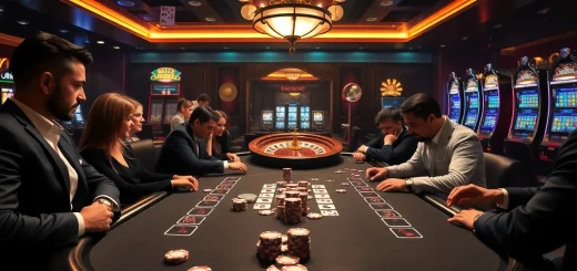 Engaging poker game at a luxurious casino table showcasing the thrill of www.kjc.global.