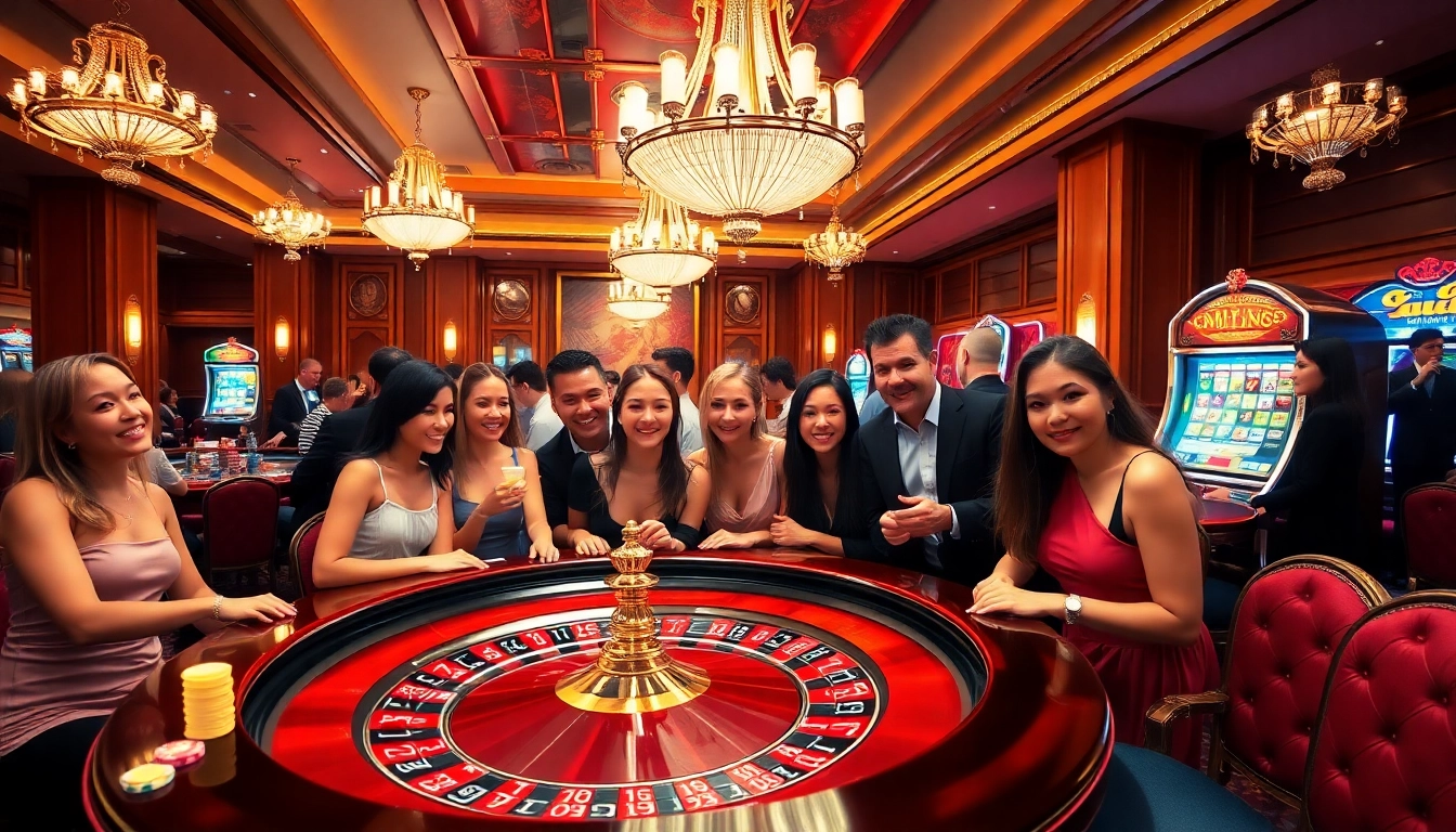 Players enjoying high-stakes poker and roulette at https://68vip.video/ casino, showcasing vibrant gaming atmosphere.