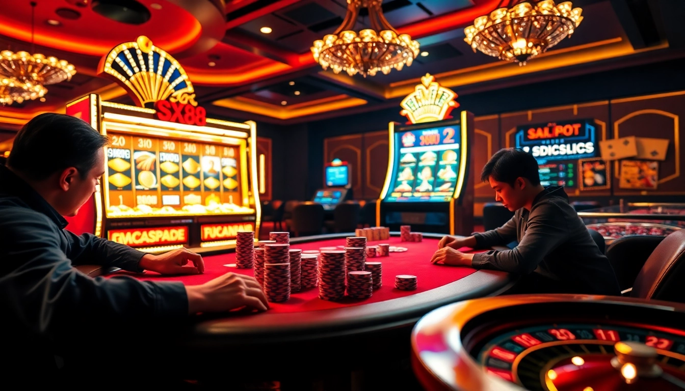 Experience the thrill of SX88 with exciting casino games, poker chips, and jackpot moments.