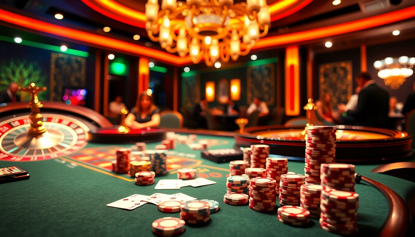Experience high-stakes action with 68VIP at a luxurious casino table surrounded by vibrant chips and cards.